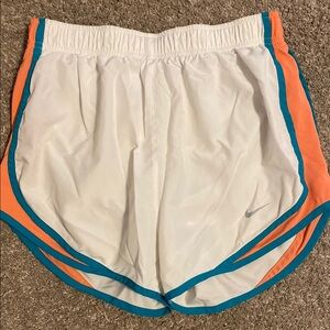 Nike Women's Shorts-White, Coral/Pink, Blue Trim